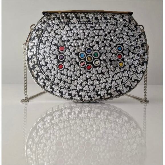 Ramla Women's Multicolor Atom Moroccan Mosaic Stone Crossbody Clutch - Picture 2 of 11